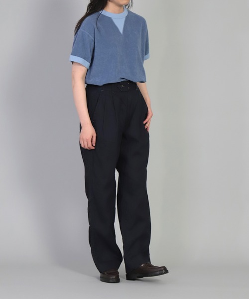 OMNIGOD（オムニゴッド）の「[OMNIGOD womens / オムニゴッド] ミニパイル ショートスリーブトレーナー（Tシャツ/カットソー・レディース・ネイビー/ブラウン/オフホワイト・FREE）」の15枚目の写真