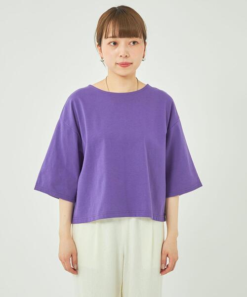 green label relaxing（グリーンレーベルリラクシング）の「【WEB限定】［ XS /H148-155㎝］ワイド クロップド Tシャツ（Tシャツ/カットソー・レディース・ホワイト/パープル/ダークグレー・XS）」の13枚目の写真