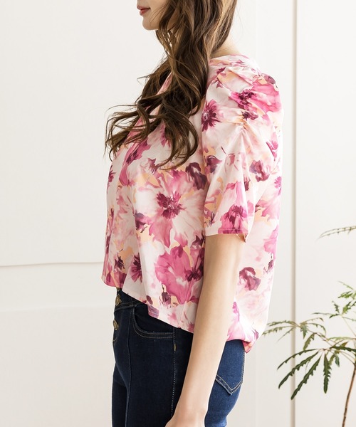 Julia Boutique(ジュリアブティック)の「Amour Flower・スクエアネックパワショルトップス/22078(Tシャツ/カットソー・レディース・オレンジ/ブルー・ONE)」の12枚目の写真