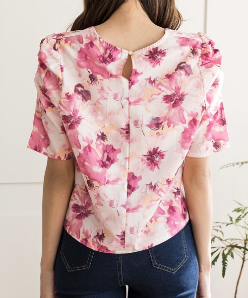 Julia Boutique(ジュリアブティック)の「Amour Flower・スクエアネックパワショルトップス/22078(Tシャツ/カットソー・レディース・オレンジ/ブルー・ONE)」の16枚目の写真