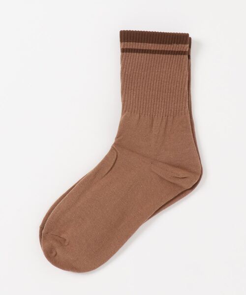 Fun & Daily(ファンアンドデイリー)の「F&D : ツートンラインソックス(ソックス/靴下・メンズ・ホワイト/ブラック/ブラウン/グレー/ベージュ・FREE)」の1枚目の写真