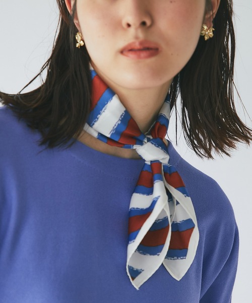 un dix cors（アンディコール）の「コーディネートのポイントに　ストライプスカーフ（バンダナ/スカーフ・レディース・ブラウン/ネイビー・FREE）」の6枚目の写真