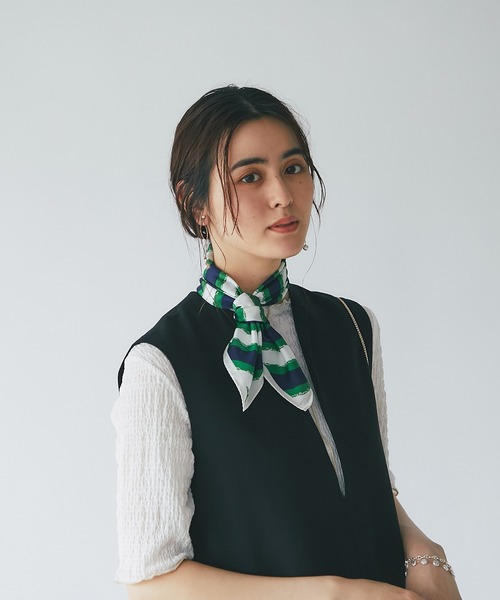 un dix cors（アンディコール）の「コーディネートのポイントに　ストライプスカーフ（バンダナ/スカーフ・レディース・ブラウン/ネイビー・FREE）」の15枚目の写真