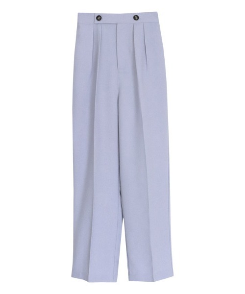 ［貴島明日香さん着用］リネンライクボタンデザインストレートパンツ