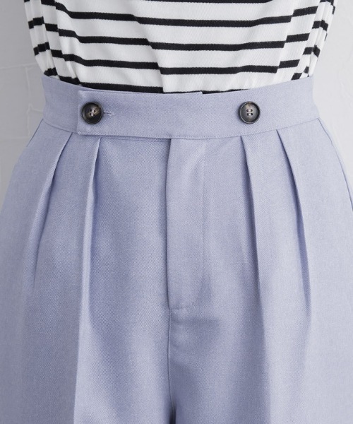 ［貴島明日香さん着用］リネンライクボタンデザインストレートパンツ