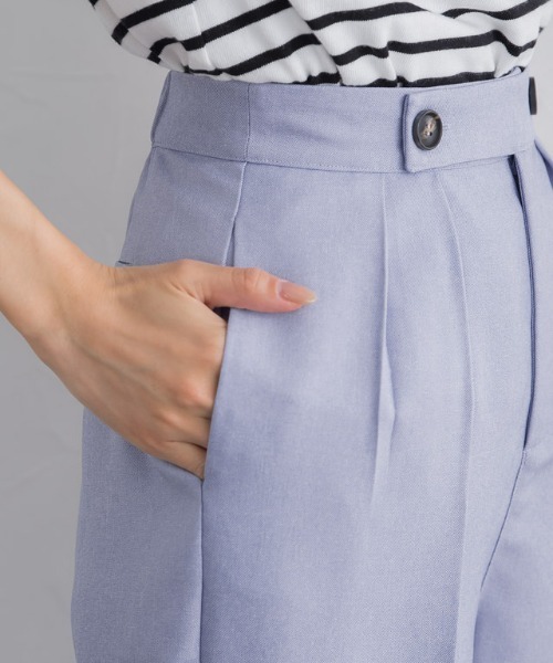 ［貴島明日香さん着用］リネンライクボタンデザインストレートパンツ