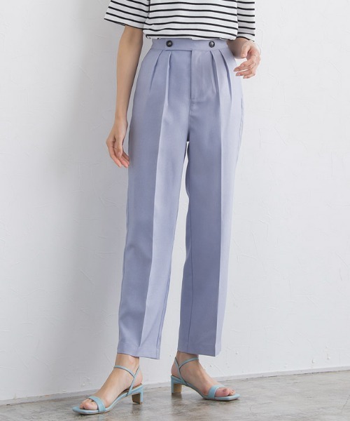 ［貴島明日香さん着用］リネンライクボタンデザインストレートパンツ