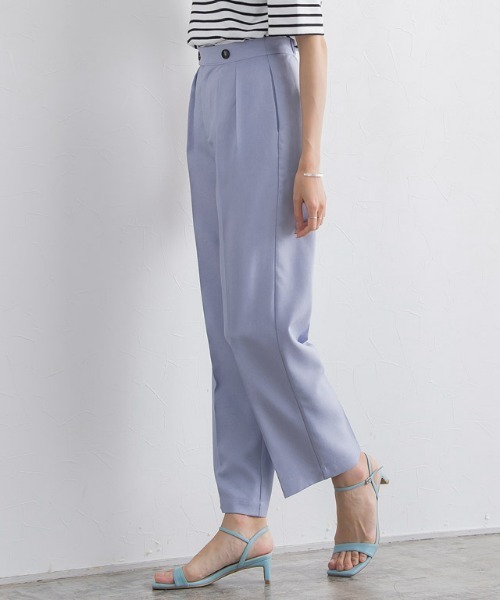 ［貴島明日香さん着用］リネンライクボタンデザインストレートパンツ