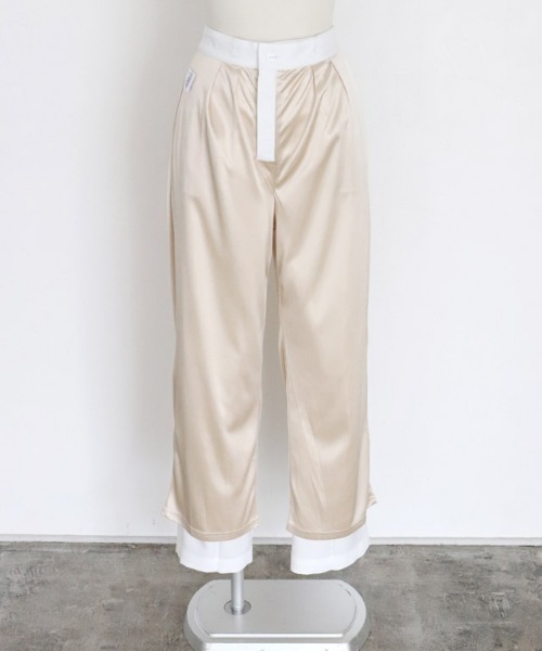 ［貴島明日香さん着用］リネンライクボタンデザインストレートパンツ