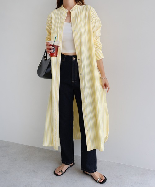 andme（アンドミー）の「カラーストライプバンドカラーシャツワンピース（シャツワンピース・レディース・ホワイト×ピンク/ホワイト×ブルー/パープル系/ホワイト×パープル/ホワイト×イエロー・M）」の17枚目の写真