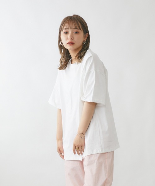 mebole（メボレ）の「デザインスリットTシャツ（Tシャツ/カットソー・レディース・ホワイト/ブラック/グリーン・FREE）」の6枚目の写真