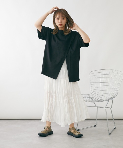 mebole（メボレ）の「デザインスリットTシャツ（Tシャツ/カットソー・レディース・ホワイト/ブラック/グリーン・FREE）」の12枚目の写真