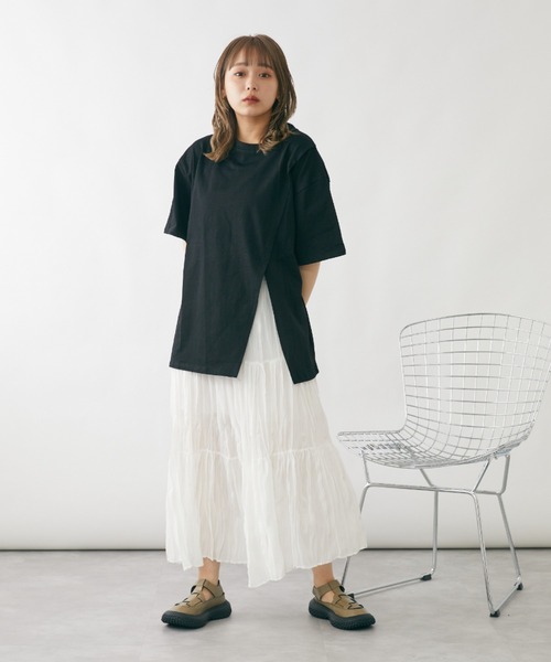 mebole（メボレ）の「デザインスリットTシャツ（Tシャツ/カットソー・レディース・ホワイト/ブラック/グリーン・FREE）」の14枚目の写真