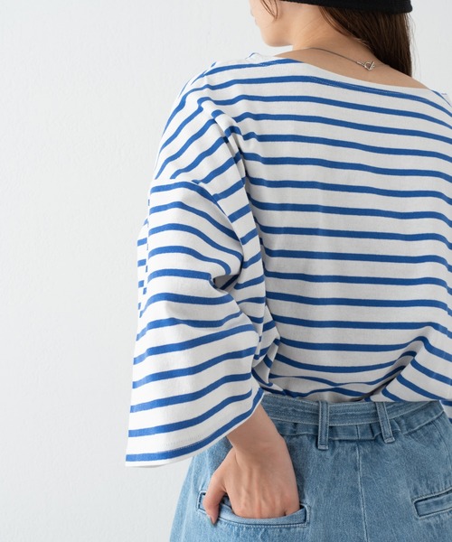 WHIMSIC（ウィムジック）の「【WHIMSIC】バスクシャツ2（Tシャツ/カットソー・レディース・パープル/ブルー系その他/ホワイト系その他2/ホワイト系その他・FREE）」の2枚目の写真