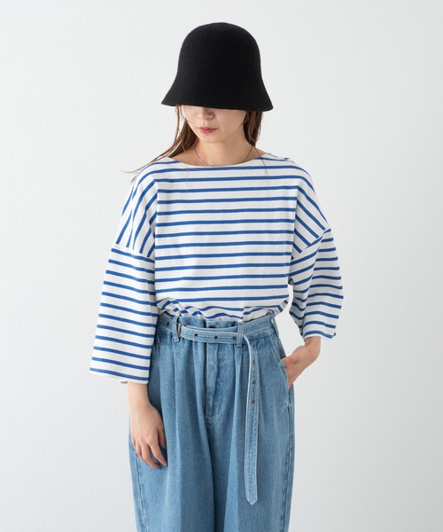 WHIMSIC（ウィムジック）の「【WHIMSIC】バスクシャツ2（Tシャツ/カットソー・レディース・パープル/ブルー系その他/ホワイト系その他2/ホワイト系その他・FREE）」の9枚目の写真