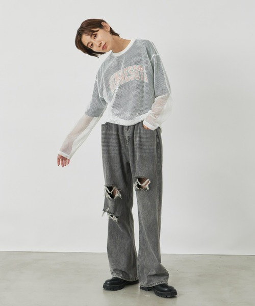 Auntie Rosa Holiday（アンティローザホリデー）の「メッシュオーバーサイズプルオーバー（Tシャツ/カットソー・レディース・ブラック/アイボリー・FREE）」の18枚目の写真