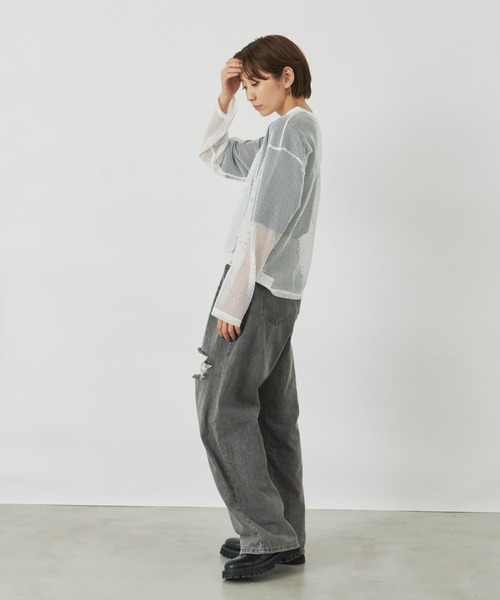 Auntie Rosa Holiday（アンティローザホリデー）の「メッシュオーバーサイズプルオーバー（Tシャツ/カットソー・レディース・ブラック/アイボリー・FREE）」の19枚目の写真