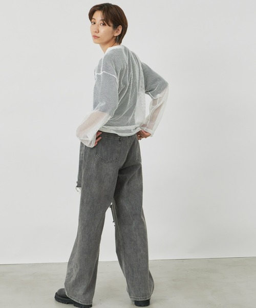 Auntie Rosa Holiday（アンティローザホリデー）の「メッシュオーバーサイズプルオーバー（Tシャツ/カットソー・レディース・ブラック/アイボリー・FREE）」の20枚目の写真