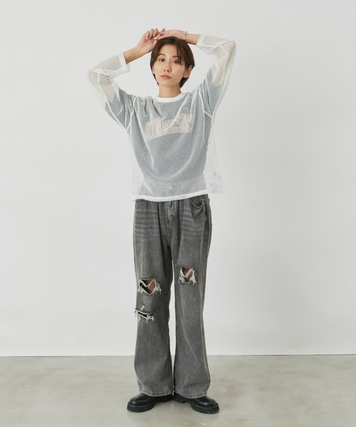 Auntie Rosa Holiday（アンティローザホリデー）の「メッシュオーバーサイズプルオーバー（Tシャツ/カットソー・レディース・ブラック/アイボリー・FREE）」の17枚目の写真
