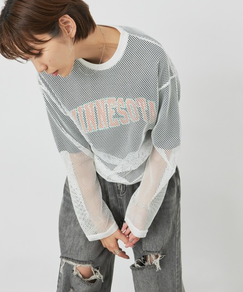 Auntie Rosa Holiday（アンティローザホリデー）の「メッシュオーバーサイズプルオーバー（Tシャツ/カットソー・レディース・ブラック/アイボリー・FREE）」の14枚目の写真