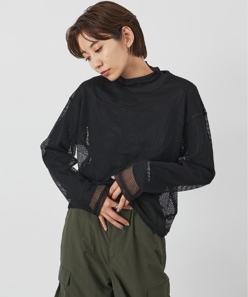 Auntie Rosa Holiday（アンティローザホリデー）の「メッシュオーバーサイズプルオーバー（Tシャツ/カットソー・レディース・ブラック/アイボリー・FREE）」の3枚目の写真