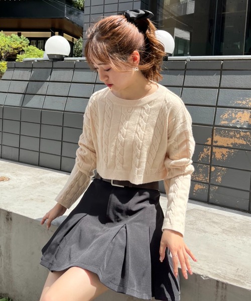 one after another NICE CLAUP（ワンアフターアナザーナイスクラップ）の「ショートケーブルニット×シャツセット（アンサンブル・レディース・アイボリー/グレー/ブラウン・FREE）」の21枚目の写真