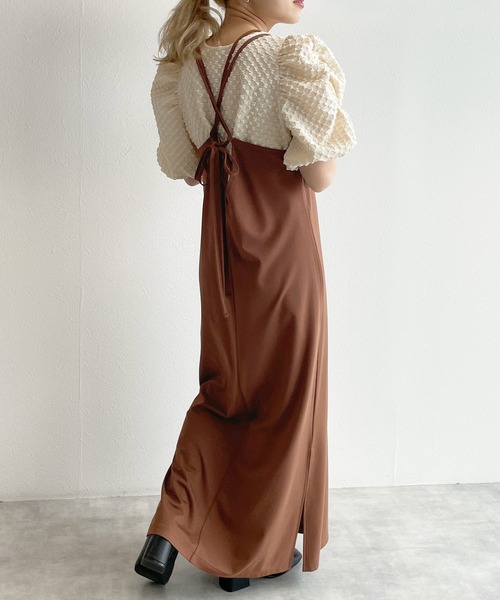 w closet(ダブルクローゼット)の「【マルチウェイ】キャミワンピース(ワンピース・レディース・ブラック/パープル/ブラウン/ライトベージュ・FREE)」の2枚目の写真
