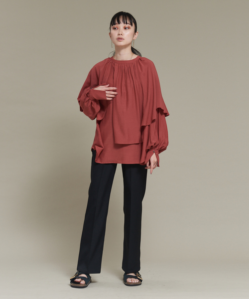 【セール】【WEB限定カラーあり】【前後着用可】2wayフリルカラーブラウス（シャツ/ブラウス）｜NOMINE（ノミネ）