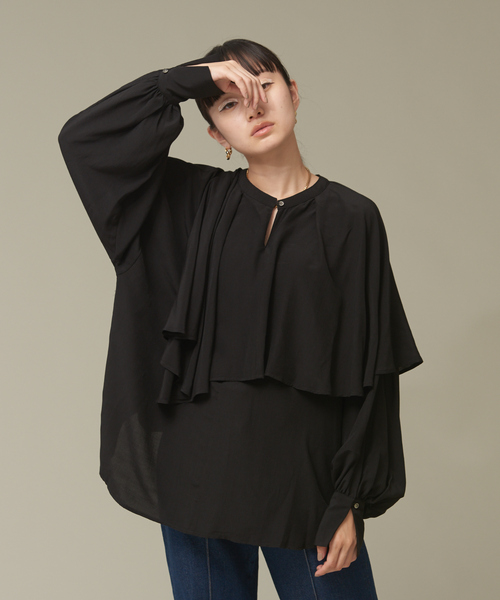【セール】【WEB限定カラーあり】【前後着用可】2wayフリルカラーブラウス（シャツ/ブラウス）｜NOMINE（ノミネ）