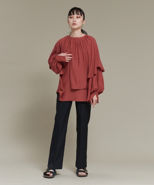 【セール】【WEB限定カラーあり】【前後着用可】2wayフリルカラーブラウス（シャツ/ブラウス）｜NOMINE（ノミネ）