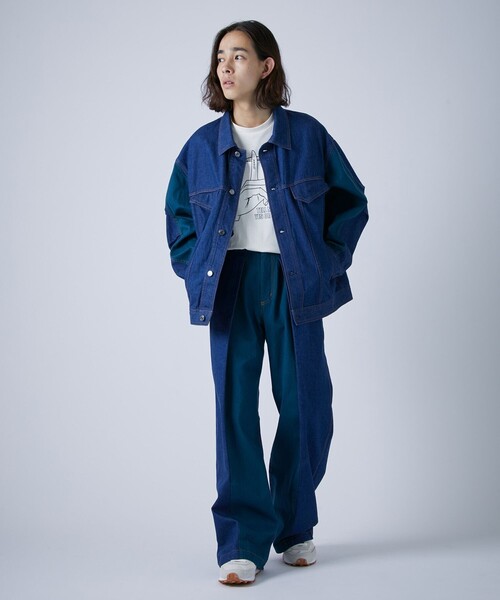 CITY TOKYO(シティトウキョウ)の「オーバーデニムトラッカージャケット(デニムジャケット・メンズ・ブルー/ホワイト・1/2)」の20枚目の写真