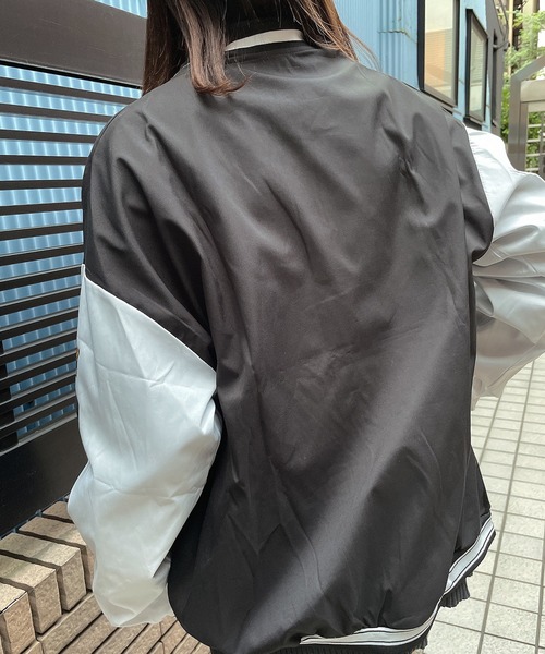 EPICKS（エピックス）の「袖配色ワッペンプリントBIGスタジャン（スタジャン・レディース・ブラック/ホワイト・L/XL/M）」の12枚目の写真