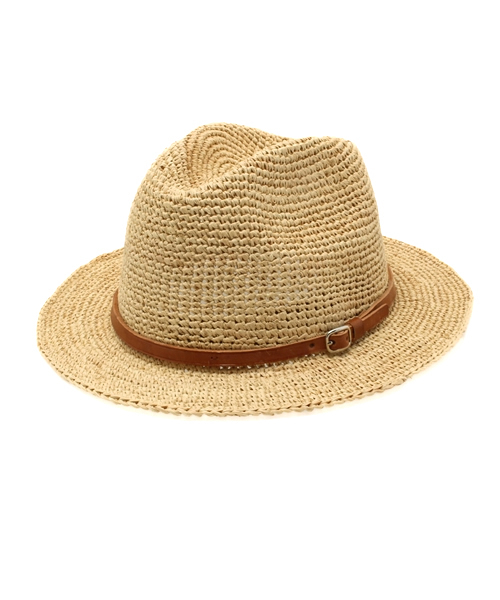 SHIPS for women(シップスフォーウィメン)の「IBELIV:ラフィア×レザー ハット(ハット・レディース・ベージュ・ONE SIZE)」の1枚目の写真