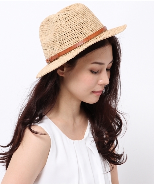 SHIPS for women(シップスフォーウィメン)の「IBELIV:ラフィア×レザー ハット(ハット・レディース・ベージュ・ONE SIZE)」の7枚目の写真