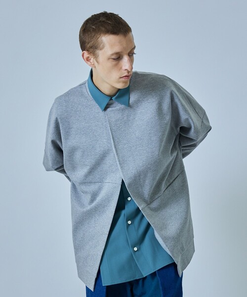 CITY TOKYO（シティトウキョウ）の「フロントオープンクルーネックスエット（スウェット・メンズ・グレー/オフホワイト・1/2/3）」の3枚目の写真