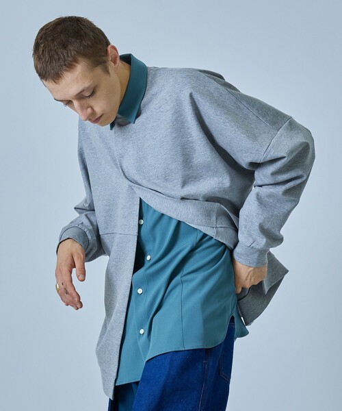 CITY TOKYO（シティトウキョウ）の「フロントオープンクルーネックスエット（スウェット・メンズ・グレー/オフホワイト・1/2/3）」の7枚目の写真