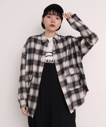 I am I in fact... | OMBRE CHECK gather big shirt(シャツ/ブラウス)