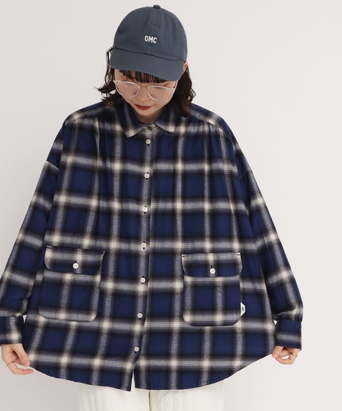 I am I in fact...(アイアムアイインファクト)の「OMBRE CHECK gather big shirt(シャツ/ブラウス・レディース・ブルー/グレー・FREE)」の11枚目の写真