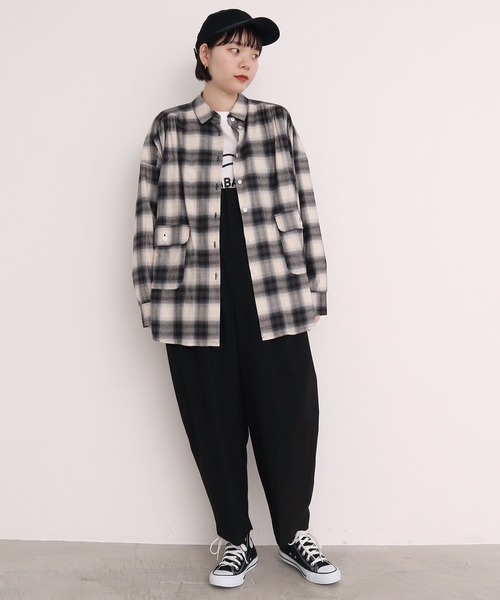 I am I in fact...(アイアムアイインファクト)の「OMBRE CHECK gather big shirt(シャツ/ブラウス・レディース・ブルー/グレー・FREE)」の8枚目の写真