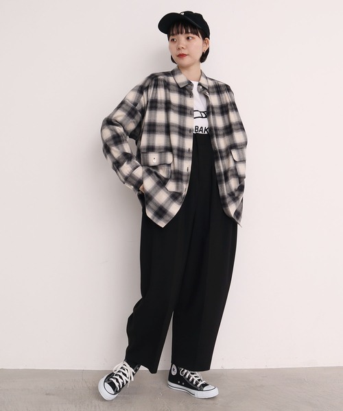 I am I in fact...(アイアムアイインファクト)の「OMBRE CHECK gather big shirt(シャツ/ブラウス・レディース・ブルー/グレー・FREE)」の9枚目の写真