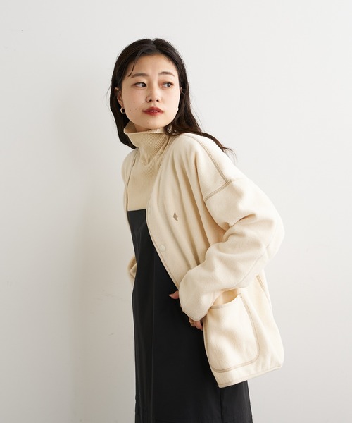 GUNZE（グンゼ）の「【GUNZE×TYPY】エアリーフリースノーカラージャケット（ノーカラージャケット・メンズ・ブラック/ネイビー/ブラウン/グレー/アイボリー・S/M/L/XL）」の19枚目の写真