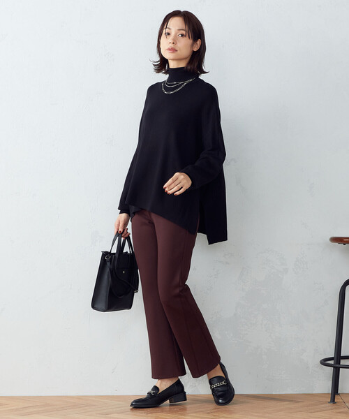 COMME CA ISM（コムサイズム）の「ニットポンチョ（ニット/セーター・レディース・ブラック/アイボリー/ネイビー・FREE）」の8枚目の写真