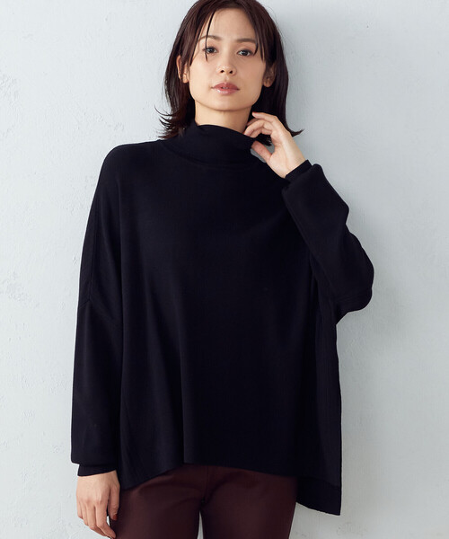 COMME CA ISM（コムサイズム）の「ニットポンチョ（ニット/セーター・レディース・ブラック/アイボリー/ネイビー・FREE）」の9枚目の写真