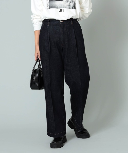 BeAMS DOT(ビームスドット)の「【WEB限定/UNISEX】BeAMS DOT / タックフレアデニム(デニムパンツ・メンズ・インディゴブルー・M-Short/S-Regular/XL-Regular/M-Regular/XL-Long/XL-Short/S-Long/S-Short/XS-Regular/L-Long/L-Short/M-Long/L-Regular/XS-Short/XS-Long)」の9枚目の写真