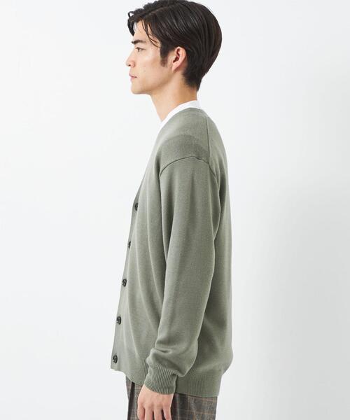 green label relaxing（グリーンレーベルリラクシング）の「シルクミックス 天竺 Vネック カーディガン（カーディガン/ボレロ・メンズ・パープル/オリーブ/ダークグレー・M/S/L）」の8枚目の写真
