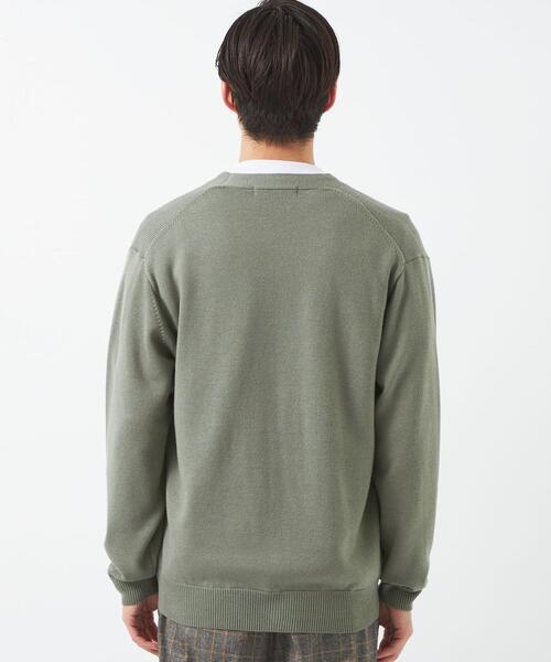 green label relaxing（グリーンレーベルリラクシング）の「シルクミックス 天竺 Vネック カーディガン（カーディガン/ボレロ・メンズ・パープル/オリーブ/ダークグレー・M/S/L）」の11枚目の写真