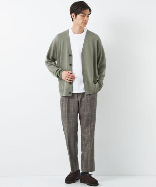 green label relaxing（グリーンレーベルリラクシング）の「シルクミックス 天竺 Vネック カーディガン（カーディガン/ボレロ・メンズ・パープル/オリーブ/ダークグレー・M/S/L）」の6枚目の写真