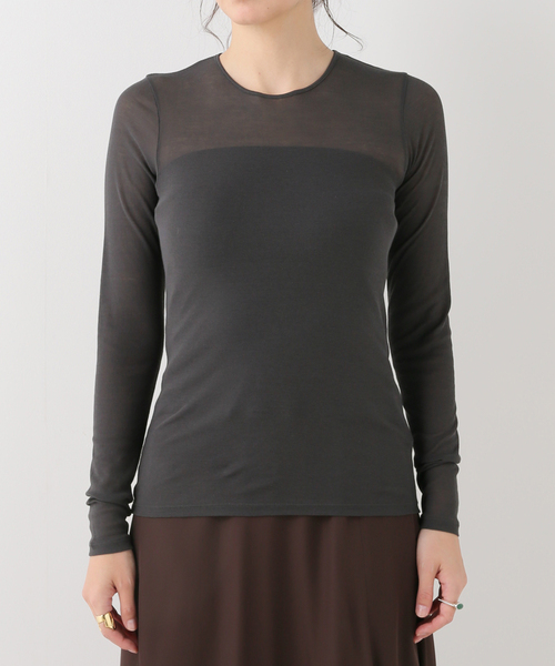 plage（プラージュ）の「Rib Sheer ロンT（Tシャツ/カットソー・レディース・チャコールグレー/ブラウン/ベージュ・FREE）」の19枚目の写真