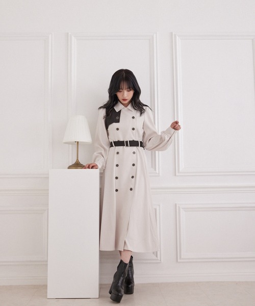 ANDGEEBEE（アンジービー）の「トレンチロングワンピ（ワンピース・レディース・ミント/アイボリー・MEDIUM）」の15枚目の写真