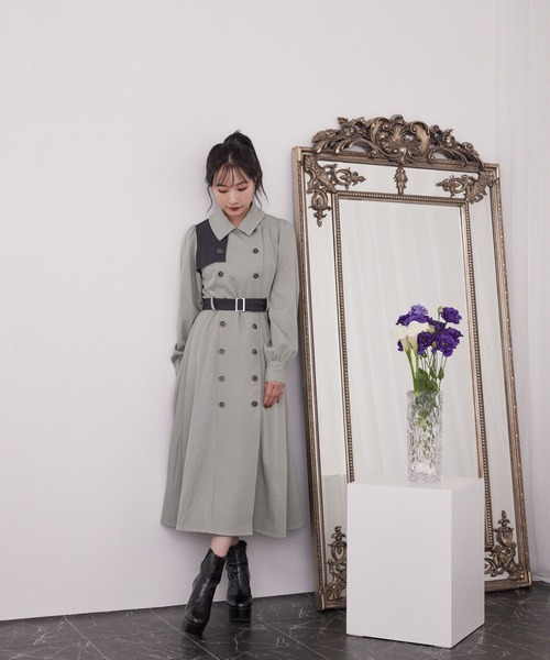 ANDGEEBEE（アンジービー）の「トレンチロングワンピ（ワンピース・レディース・ミント/アイボリー・MEDIUM）」の17枚目の写真